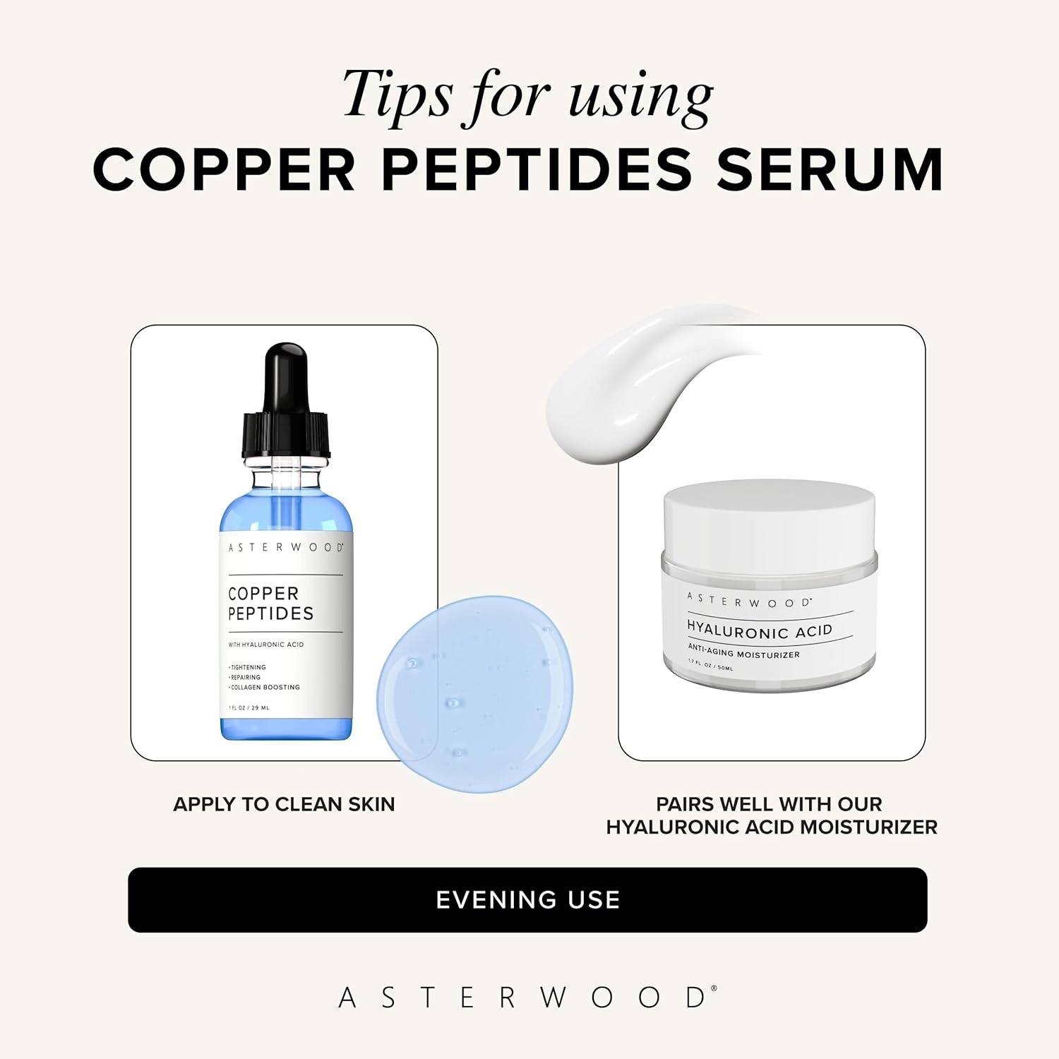 image:imageAsterwood Copper Peptides Serum for Face with GHKCu Peptide and Hyaluronic Acid AntiAging Facial Serum 1 Fl Oz1 Fl Oz Pack of 1