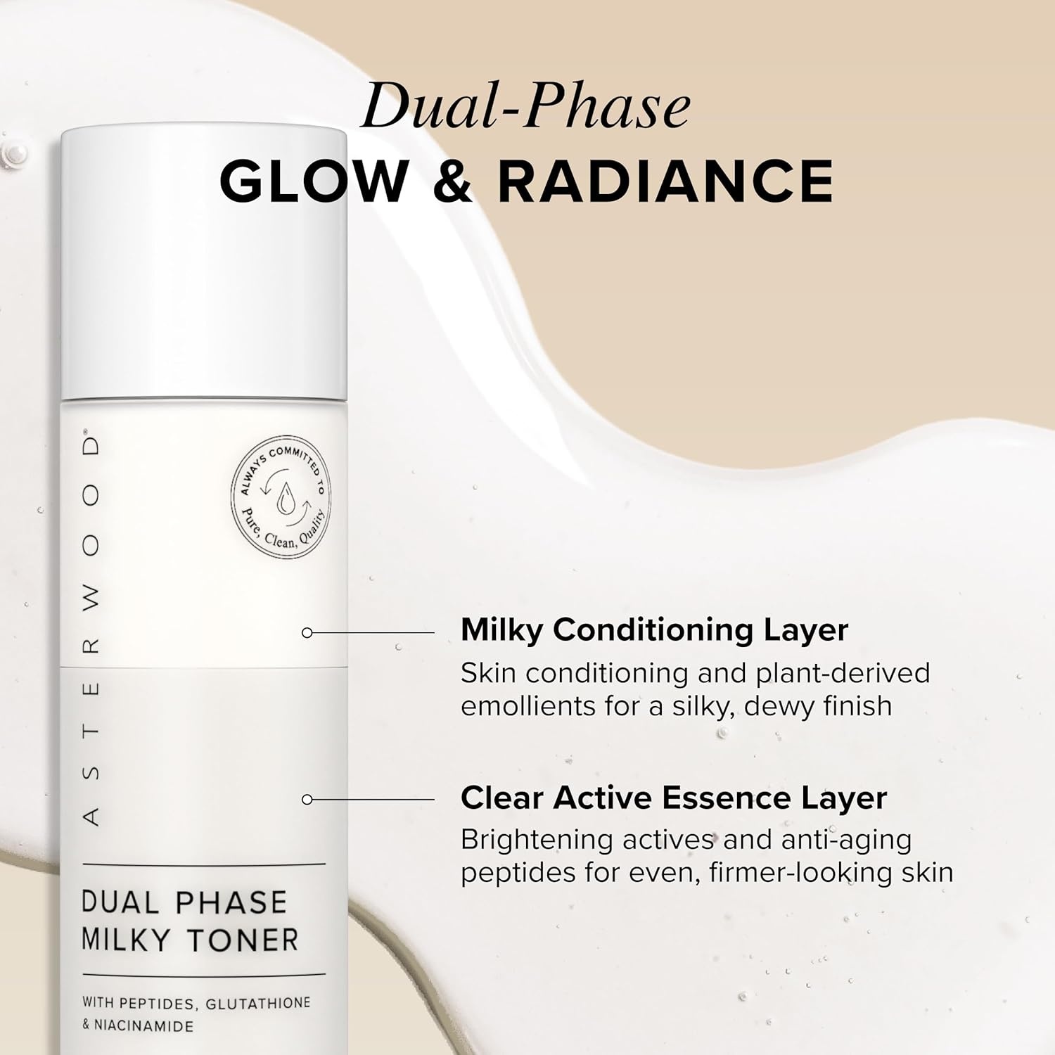 image:imageAsterwood Dual Phase Milky Toner for Face Hydrating Glutathione Toner with Matrixyl 3000 Peptides Niacinamide amp Hyaluronic Acid Brightening Firming RetinolFree 4 Fl Oz4 Fl Oz Pack of 1