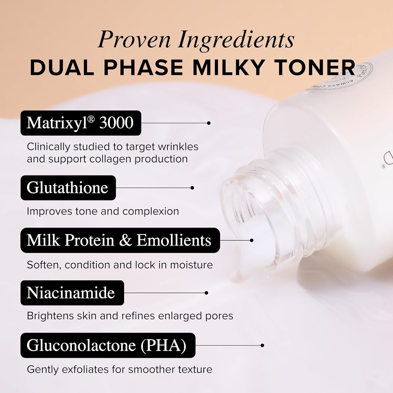 image:imageAsterwood Dual Phase Milky Toner for Face Hydrating Glutathione Toner with Matrixyl 3000 Peptides Niacinamide amp Hyaluronic Acid Brightening Firming RetinolFree 4 Fl Oz4 Fl Oz Pack of 1