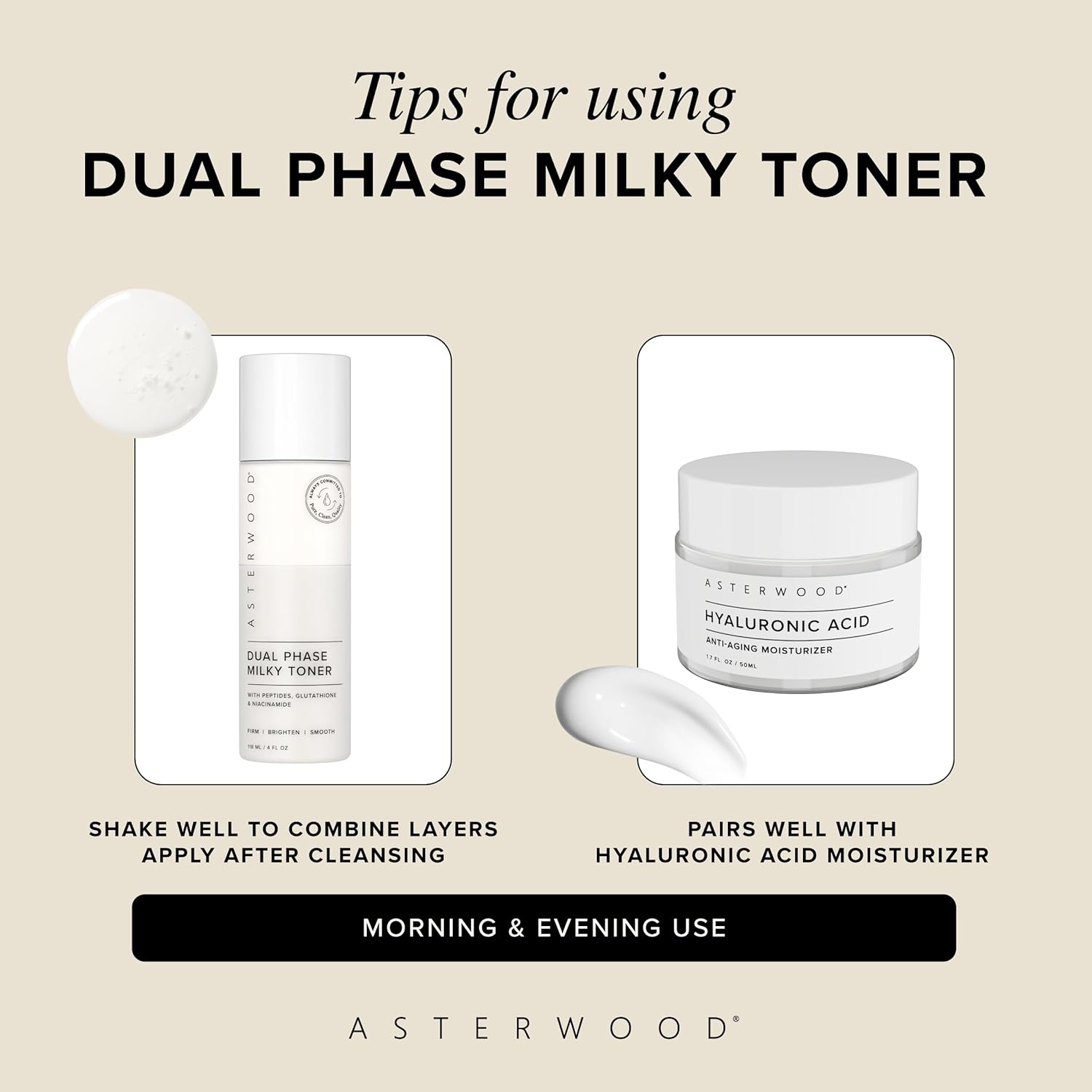 image:imageAsterwood Dual Phase Milky Toner for Face Hydrating Glutathione Toner with Matrixyl 3000 Peptides Niacinamide amp Hyaluronic Acid Brightening Firming RetinolFree 4 Fl Oz4 Fl Oz Pack of 1