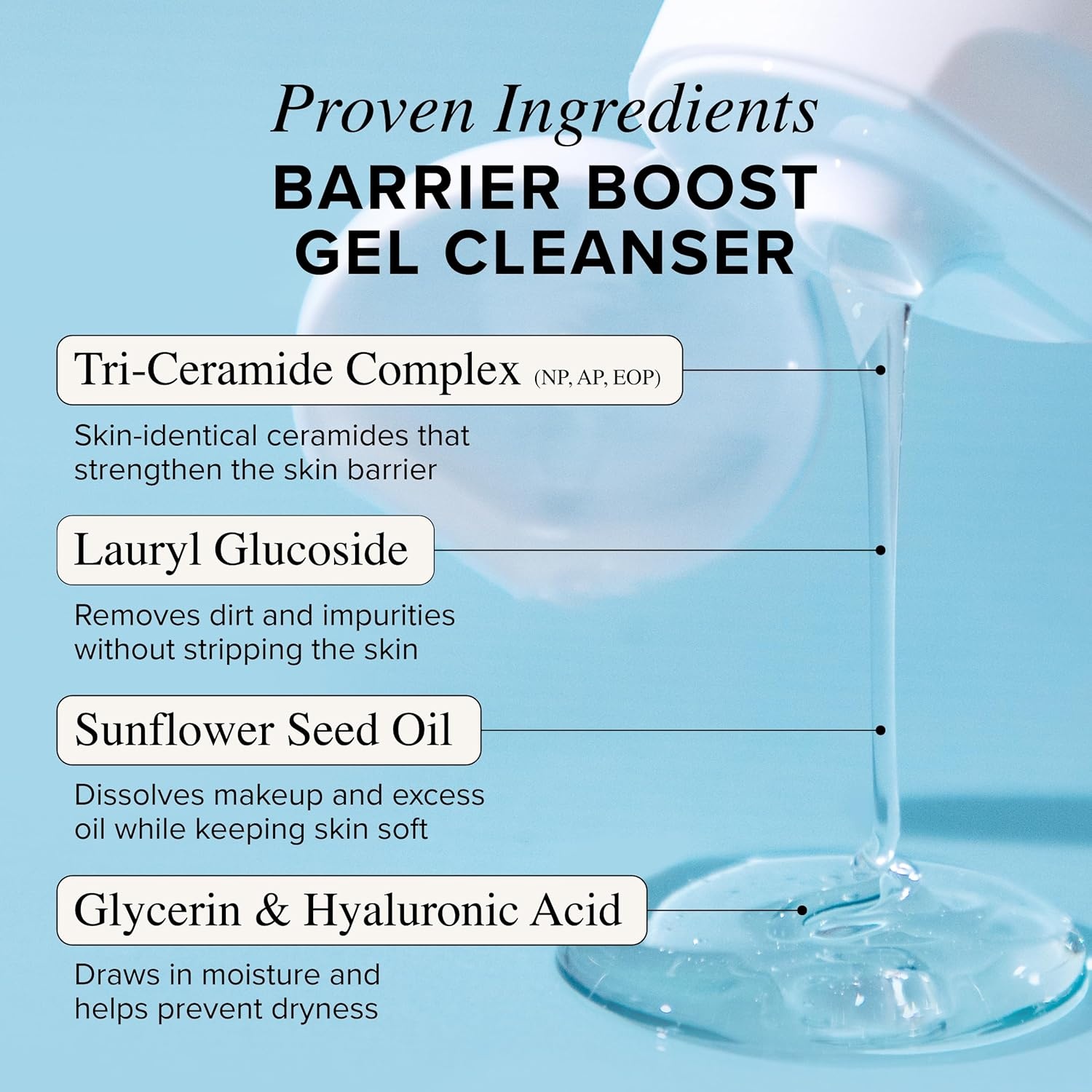 image:imageAsterwood Gel Cleanser for Skin Barrier Repair Hyaluronic Acid Face Wash with Ceramides amp Niacinamide Gentle Facial Cleanser to Remove Makeup amp Excess Oil Hydrating FragranceFree 5 Fl Oz5 Fl Oz Pack of 1