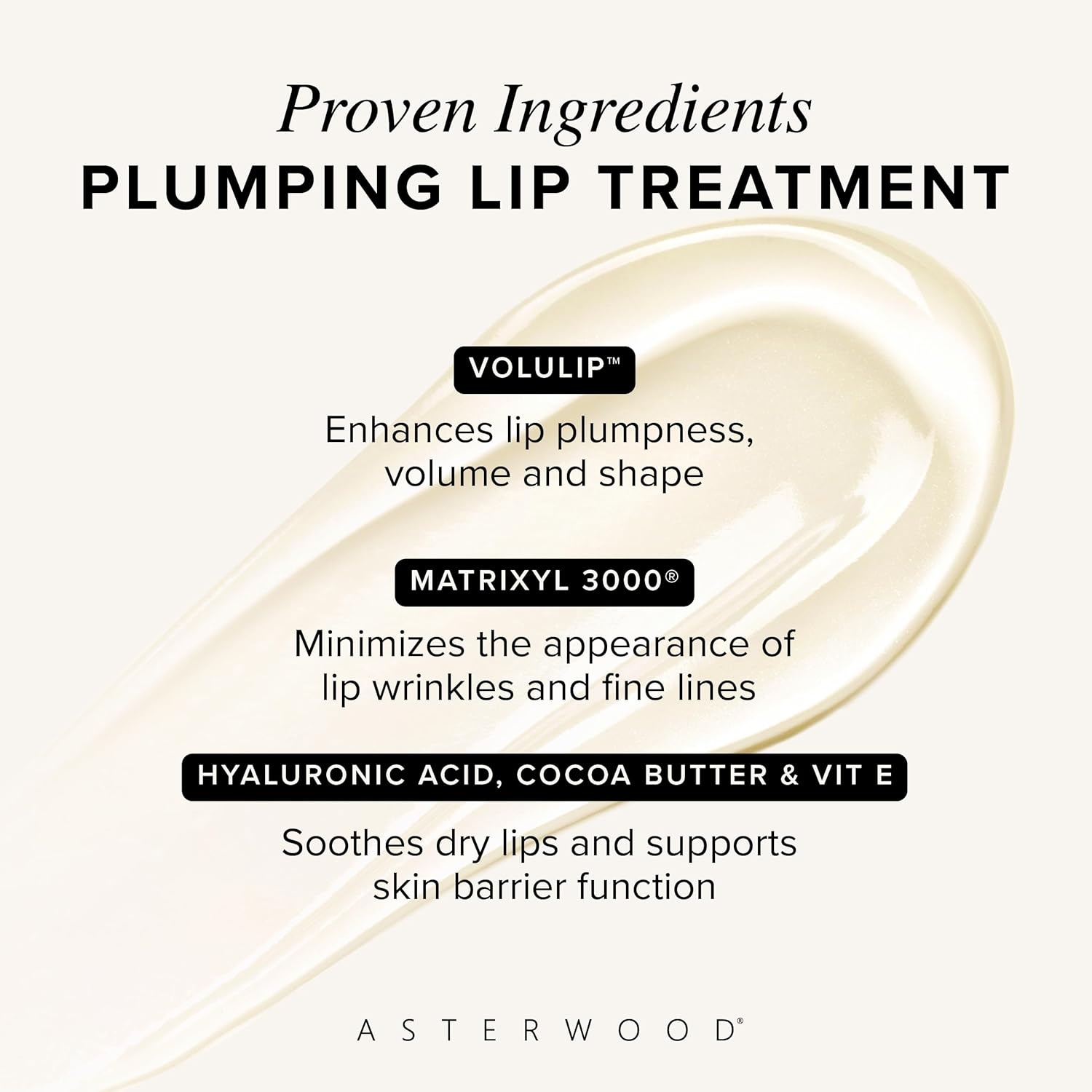 image:imageAsterwood Lip Treatment amp Balm with Volulip Hyaluronic Acid amp Matrixyl 3000 Hydrating Plumping Moisturizing AntiAging Plumper Fuller Lips for Women amp Men 05 Fl Oz1 Count Pack of 1