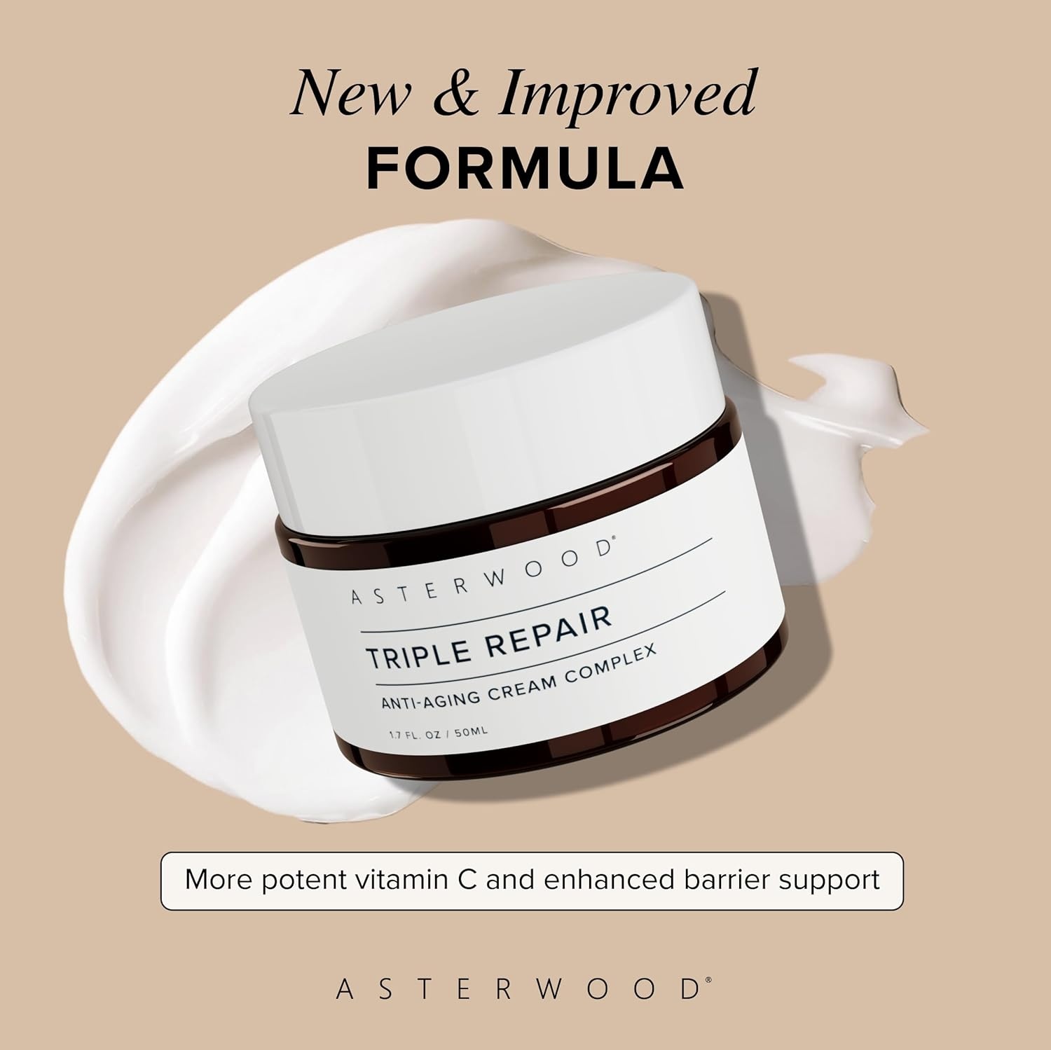 image:imageAsterwood Matrixyl 3000 Argireline Peptide Vitamin C Cream Triple Repair with Hyaluronic Acid AntiAging Wrinkle Reducing Hydrating FragranceFree 17 Fl Oz17 Fl Oz Pack of 1