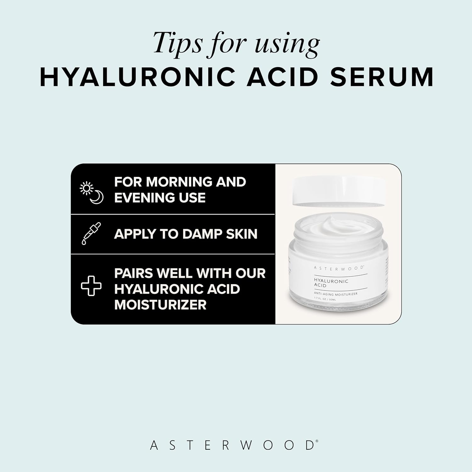 image:imageAsterwood Pure Hyaluronic Acid Serum for Face Plumping AntiAging Hydrating FragranceFree 2 Fl Oz4 Fl Oz Pack of 1
