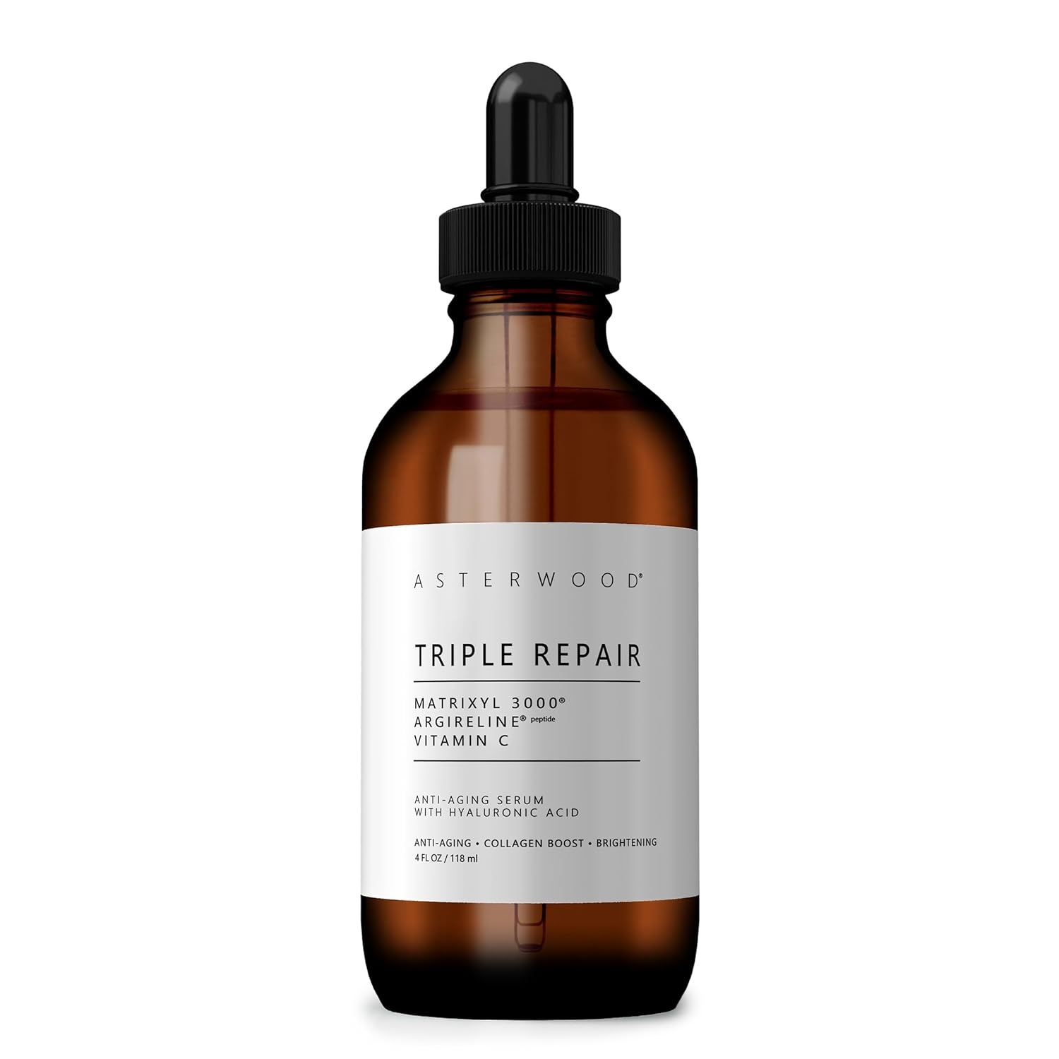 image:imageAsterwood Triple Repair Matrixyl 3000 Argireline Hyaluronic Acid Vitamin C Serum for Face AntiAging Collagen Boosting Hydrating FragranceFree 8 Fl OzTriple Repair