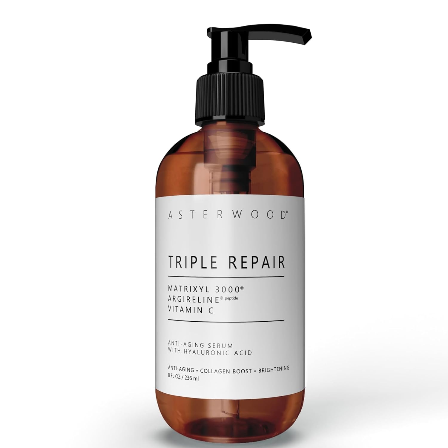 image:imageAsterwood Triple Repair Matrixyl 3000 Argireline Hyaluronic Acid Vitamin C Serum for Face AntiAging Collagen Boosting Hydrating FragranceFree 8 Fl OzTriple Repair
